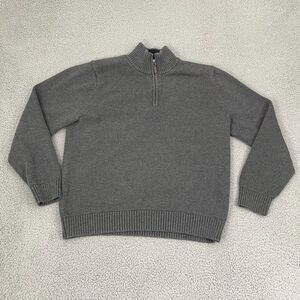 LL Bean 1/4 Quarter Zip Men L Gray Classic Preppy Sweater